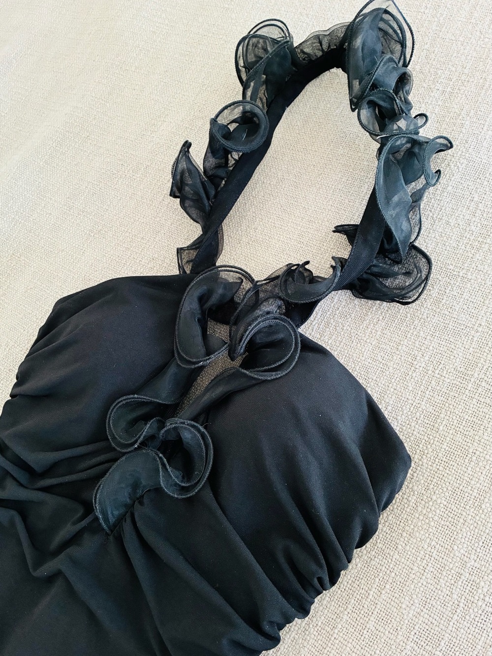 JS Collections Ruched Cocktail Dress with Organza Ruffle - Picture 3 of 4